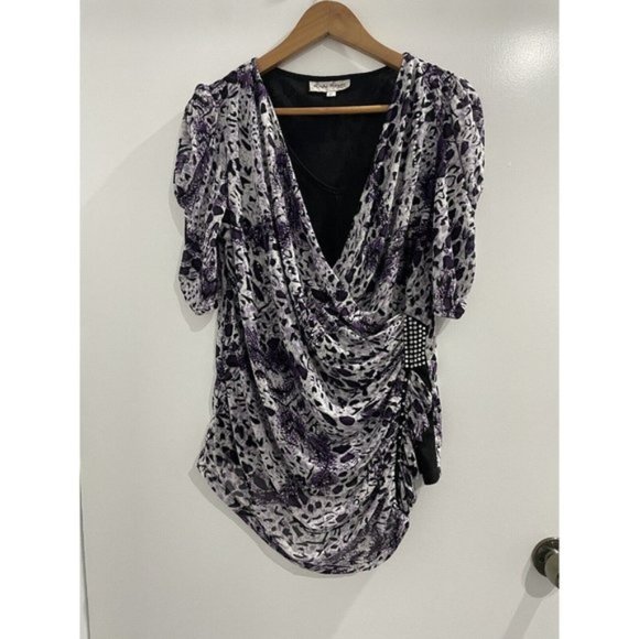 Ricki Renee Purple Beaded Top Size 16 - Picture 1 of 8